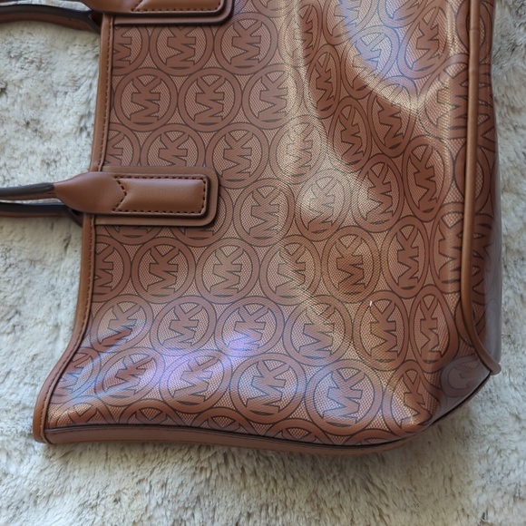 Michael Kors Luggage Brown Jodie Small Logo Jacquard Tote Bag Recycled Purse - Picture 8 of 11